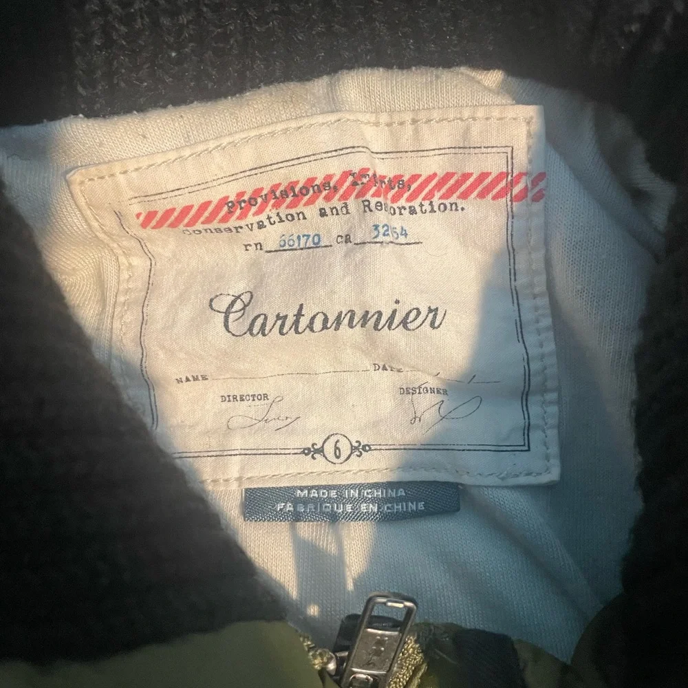 Cartonnier by Anthropologie Olive Quilted Jacket with Black Details size 6